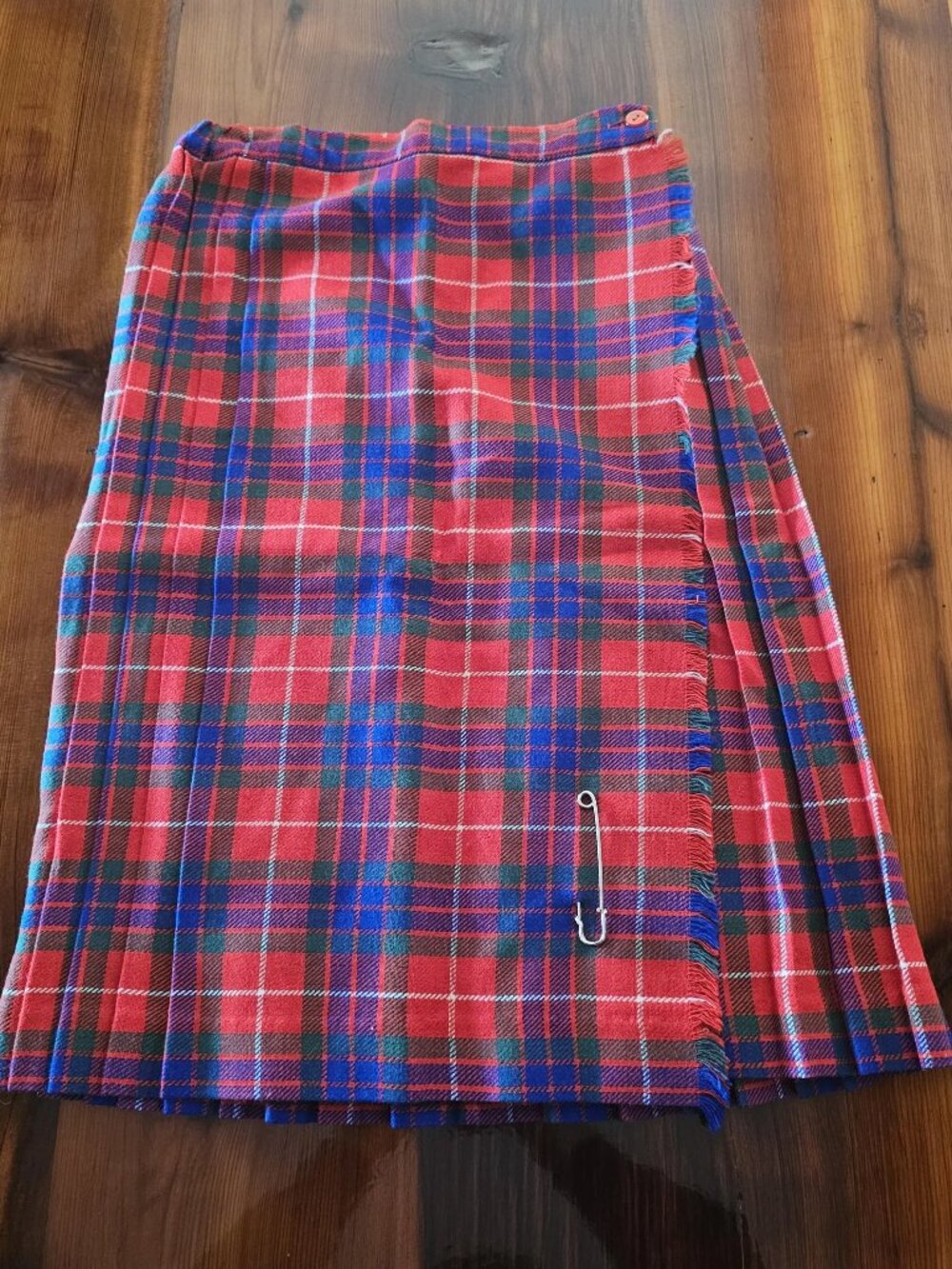 Vintage Red Plaid Wool Kilt - XXS Preppy Highland SkirtLocated in Canada